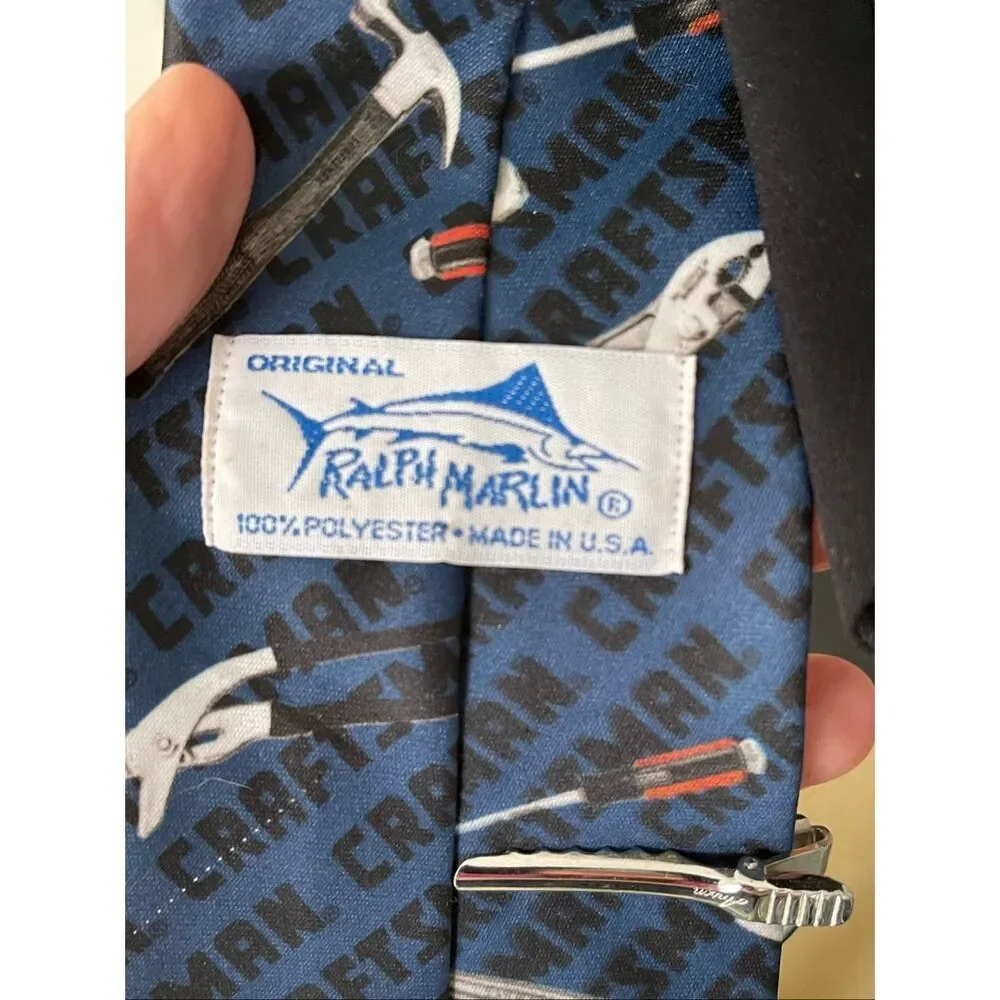 VTG Ralph Marlin Craftsman Tie With Matching  Craftsman Tie Clip